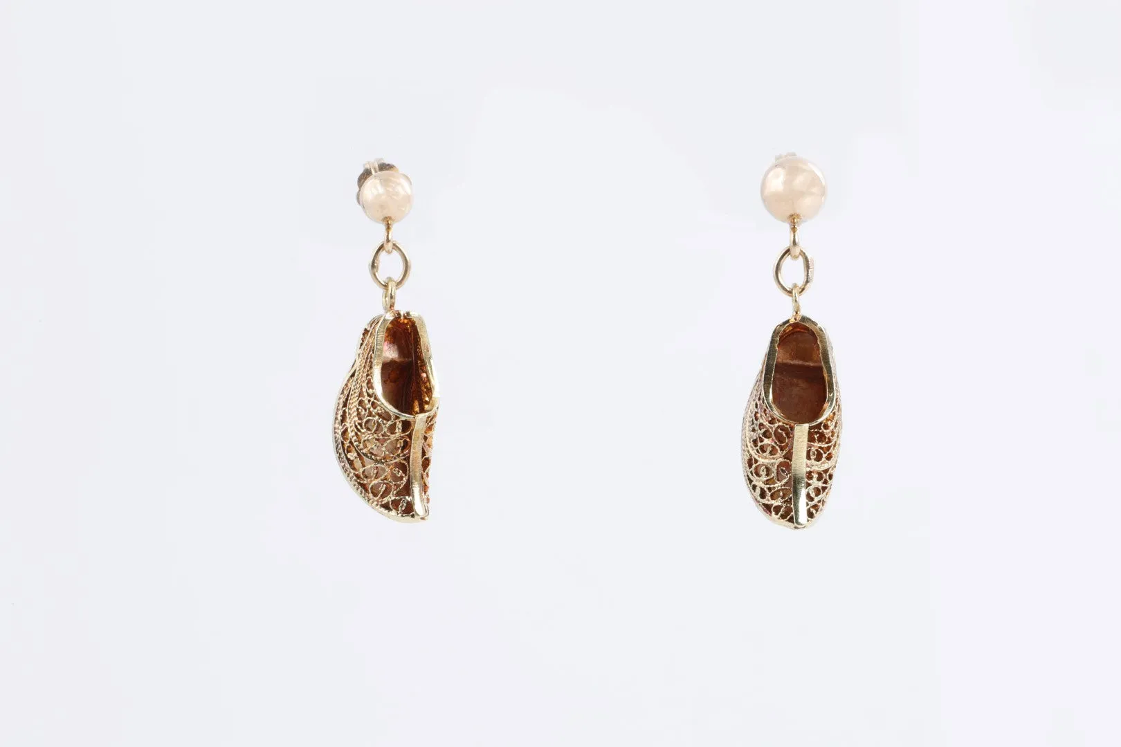 14k Gold Openwork Slipper Earrings - 2.65g