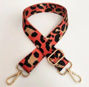 Adjustable Salmon Leopard Print Bag Strap 1.5 Inch