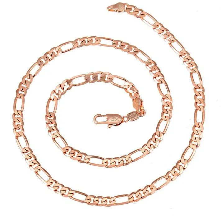 18k Rose Gold Filled Flat Figaro Chain Necklace-5mm