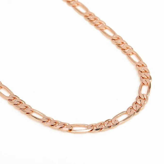 18k Rose Gold Filled Flat Figaro Chain Necklace-5mm