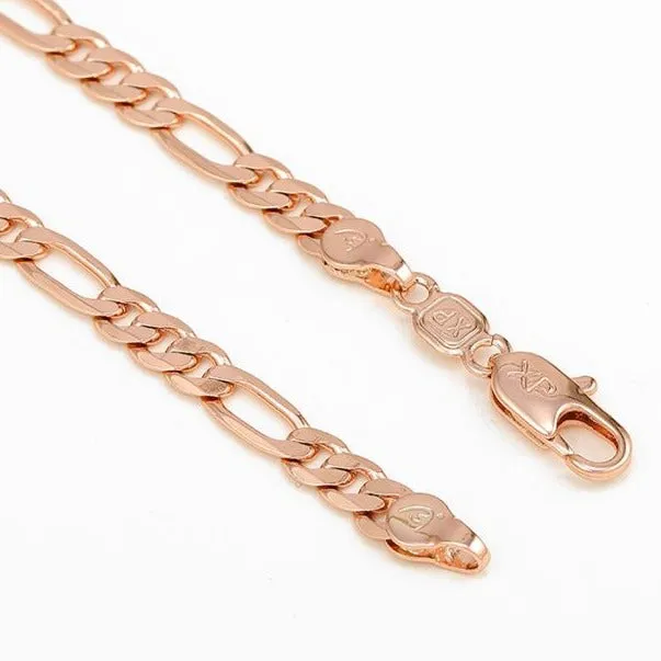 18k Rose Gold Filled Flat Figaro Chain Necklace-5mm