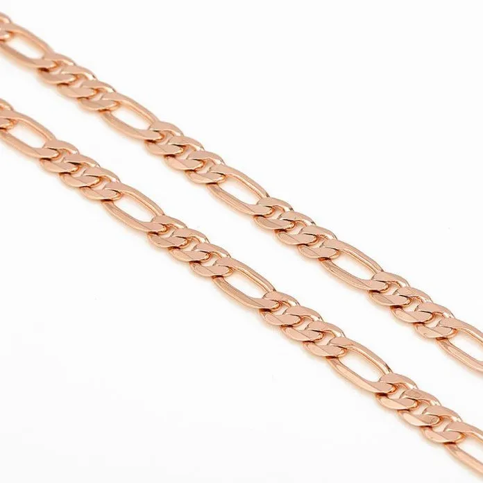 18k Rose Gold Filled Flat Figaro Chain Necklace-5mm