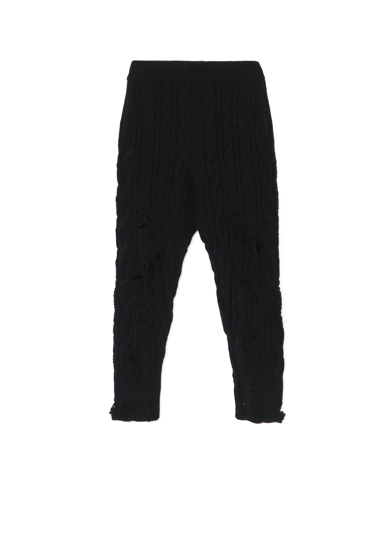 ACRYLIC WOOL RIPPED ARAN KNIT RIB PANTS