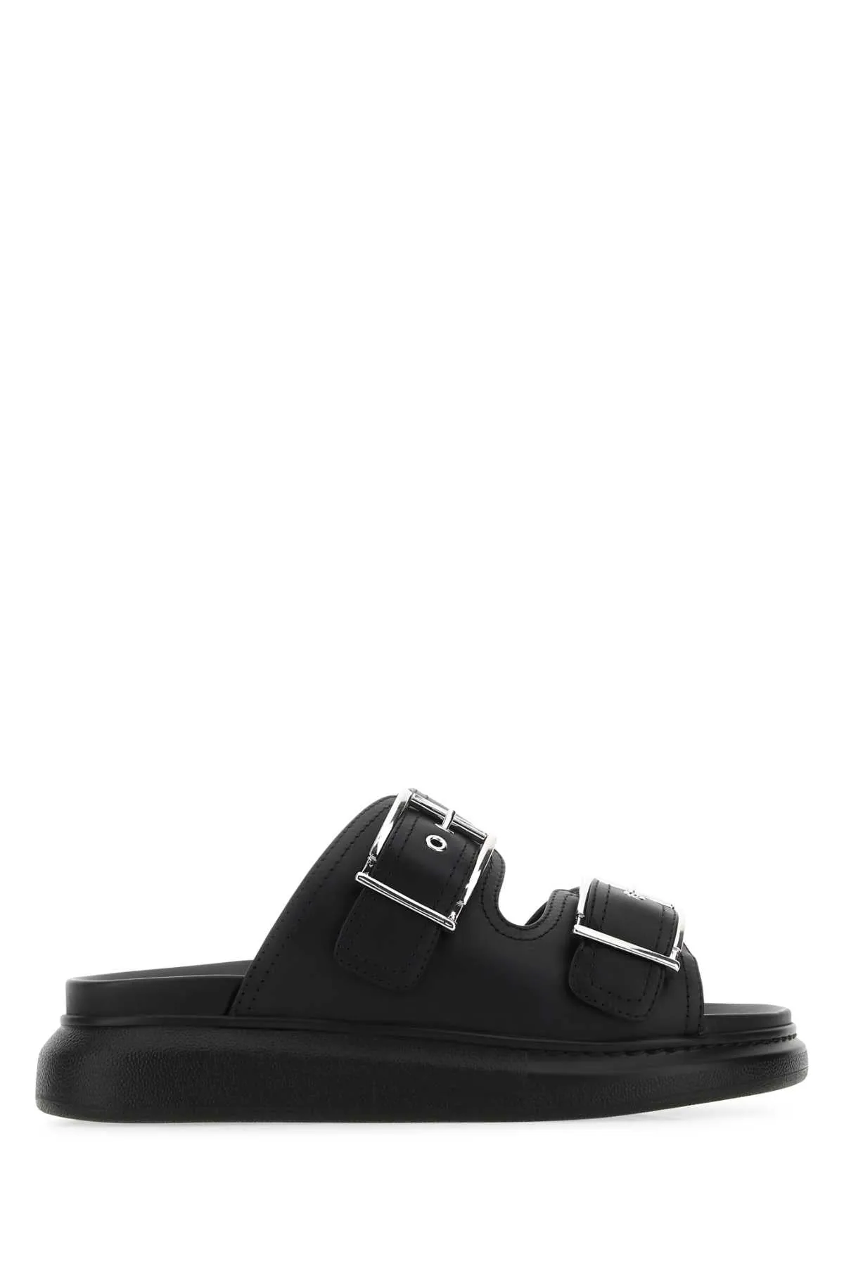 Alexander Mcqueen Black Leather Slippers