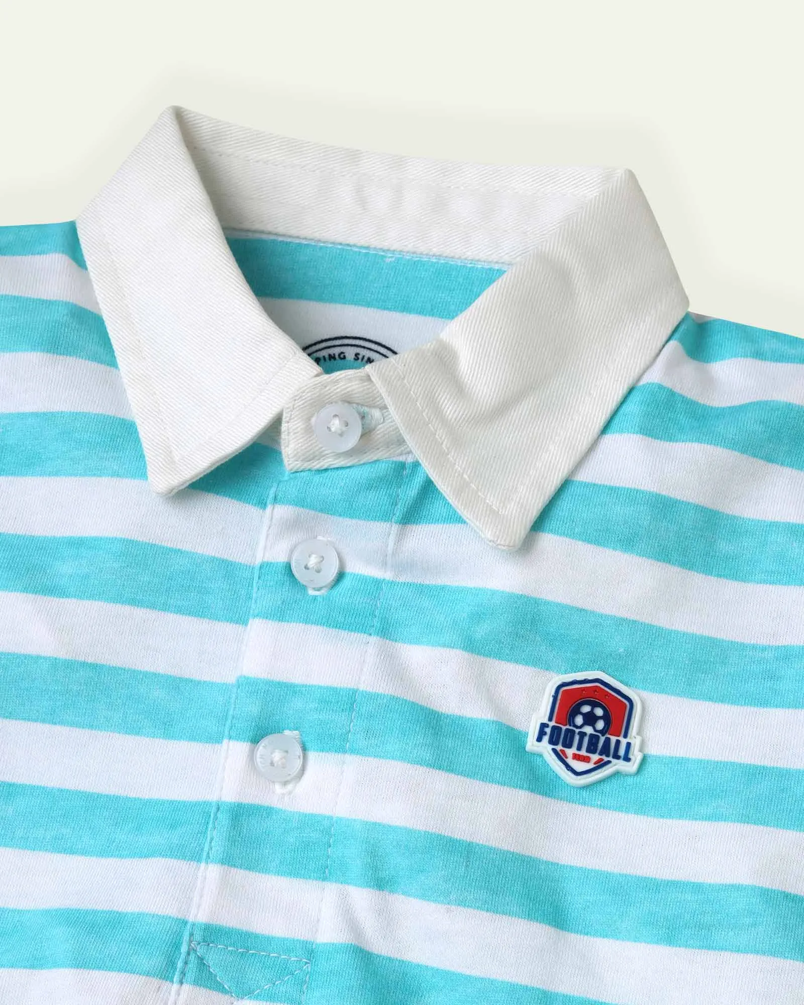 Blue Striped Polo Shirt.