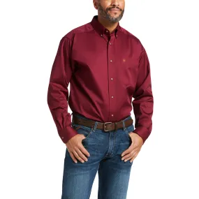 Ariat Men's Long Sleeve Shirt in Burgundy Twill