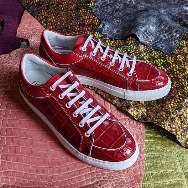 Ascot Sneakers - Ruby Red Alligator