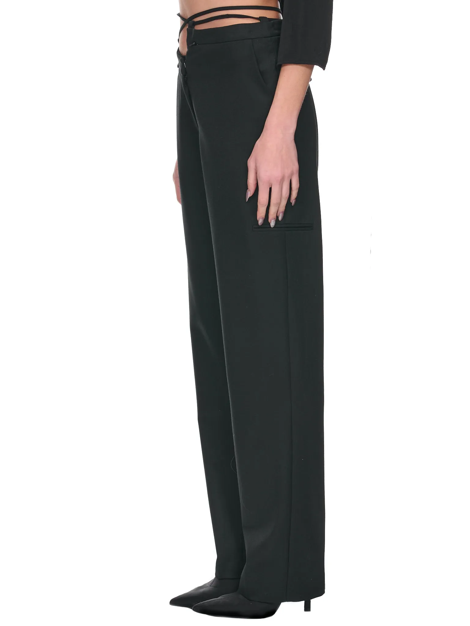 Asymmetric Tailored Trousers (P003-BLACK)