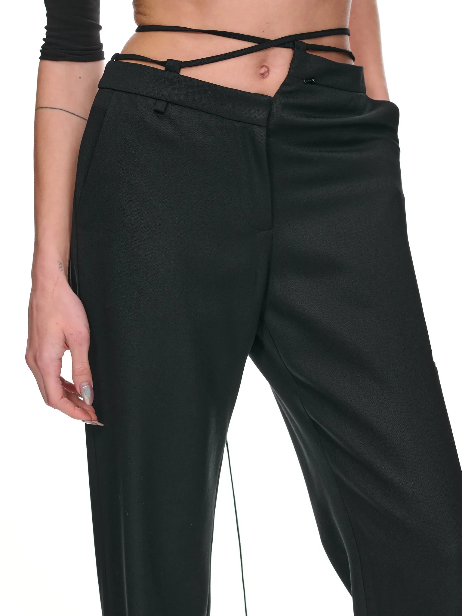 Asymmetric Tailored Trousers (P003-BLACK)