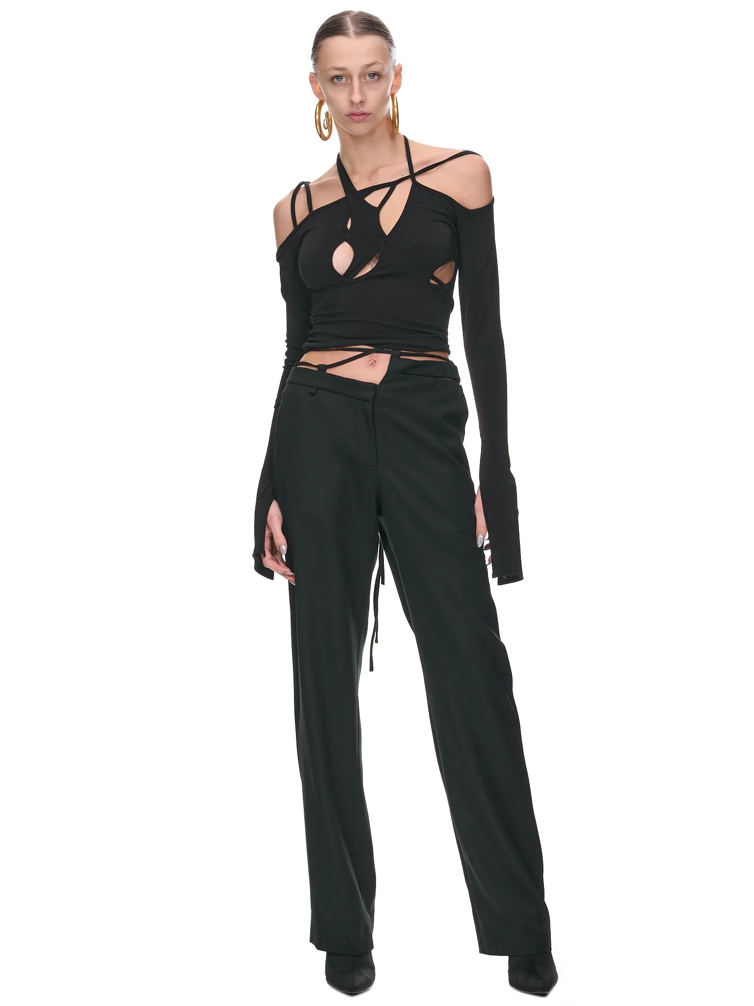 Asymmetric Tailored Trousers (P003-BLACK)