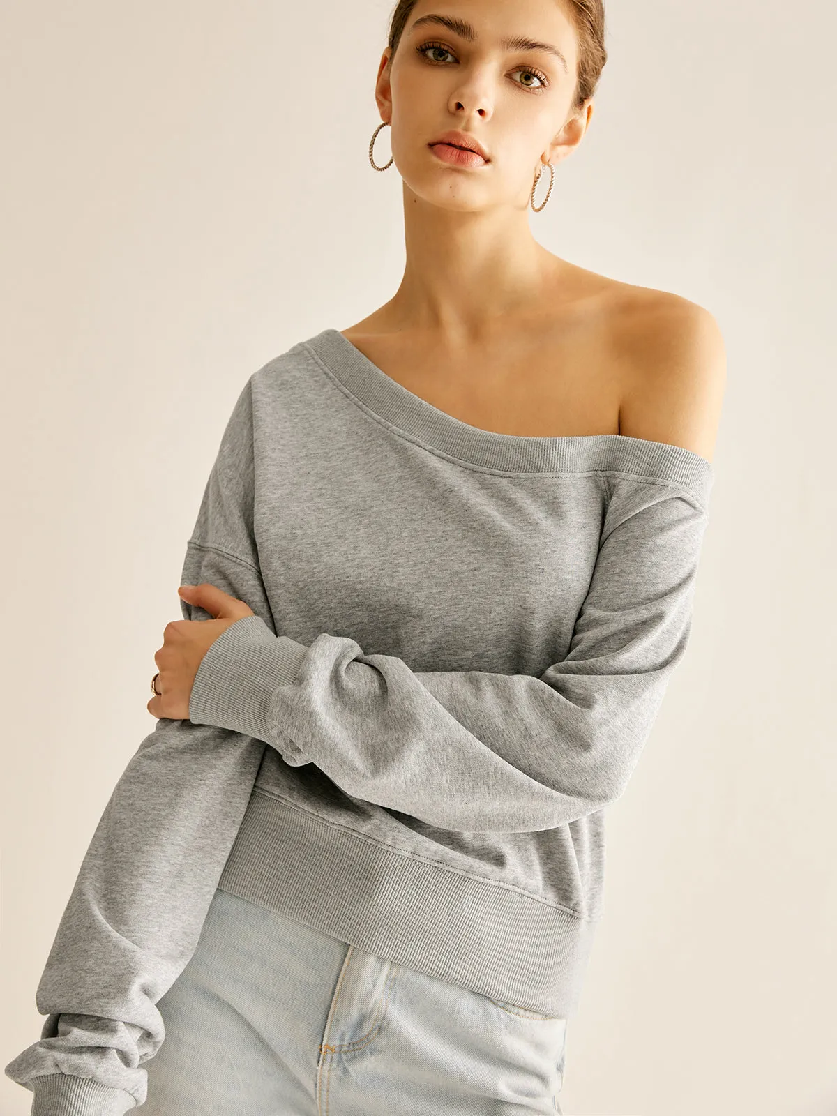 Asymmetrical Cold Shoulder Sweatshirt