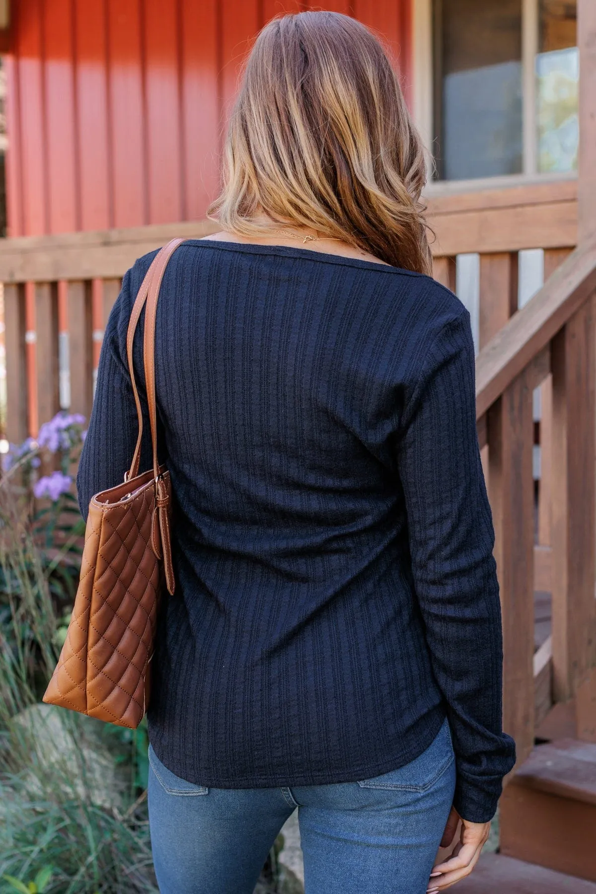 Dark Navy Knit Button Shirt