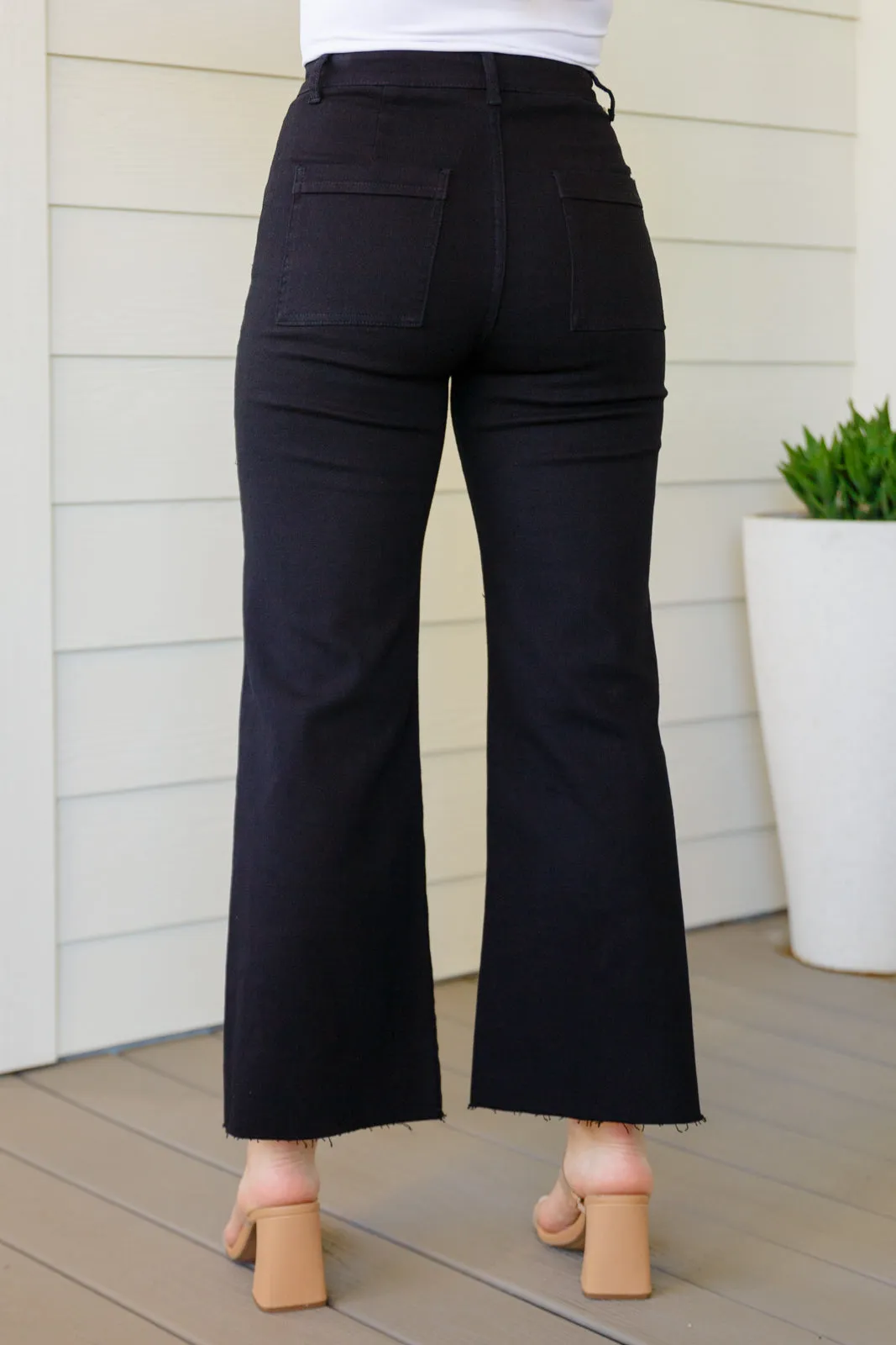 August Black Wide Leg Crop Jeans Hub