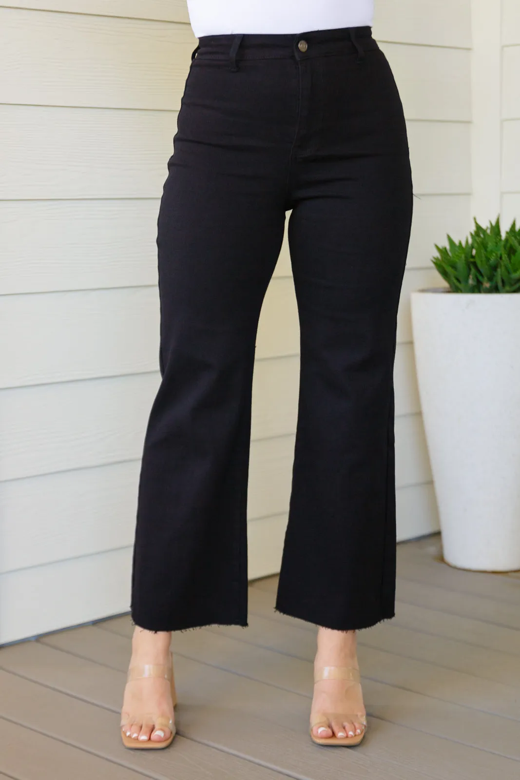 August Black Wide Leg Crop Jeans Hub