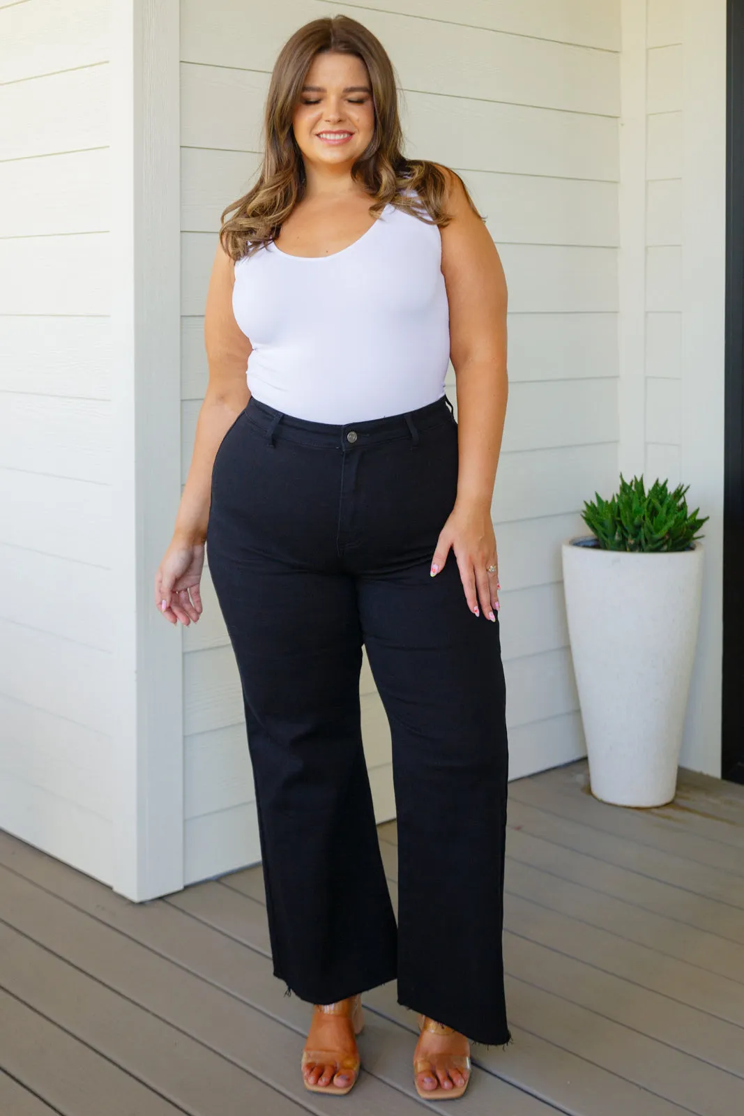 August Black Wide Leg Crop Jeans Hub