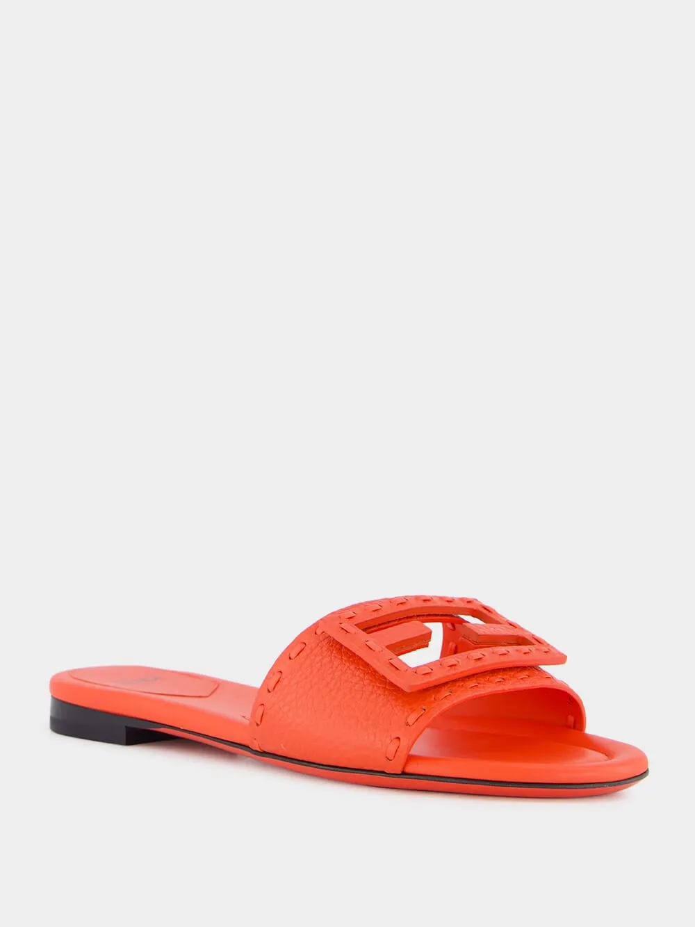 Baguette Red Leather Slides