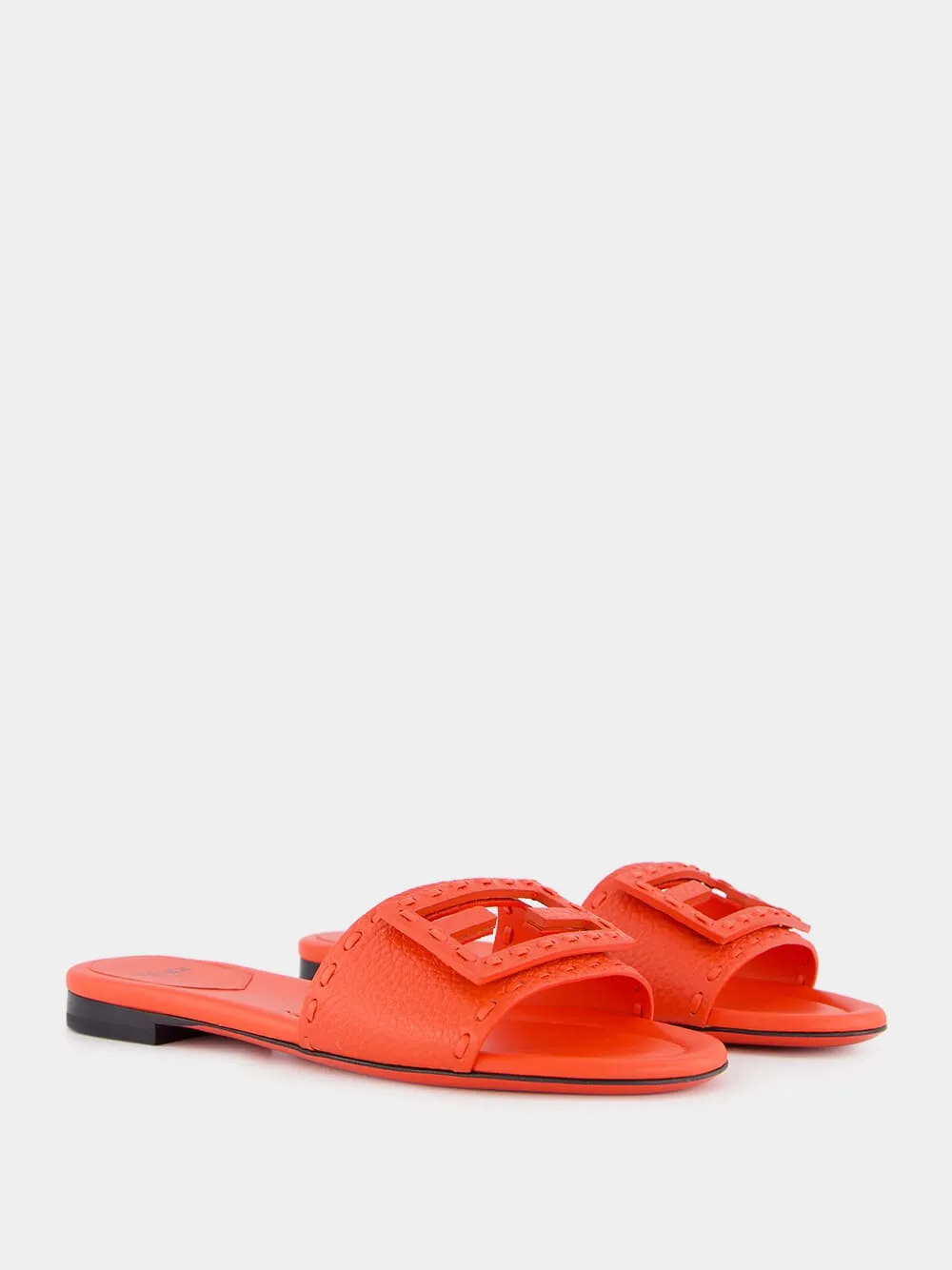 Baguette Red Leather Slides