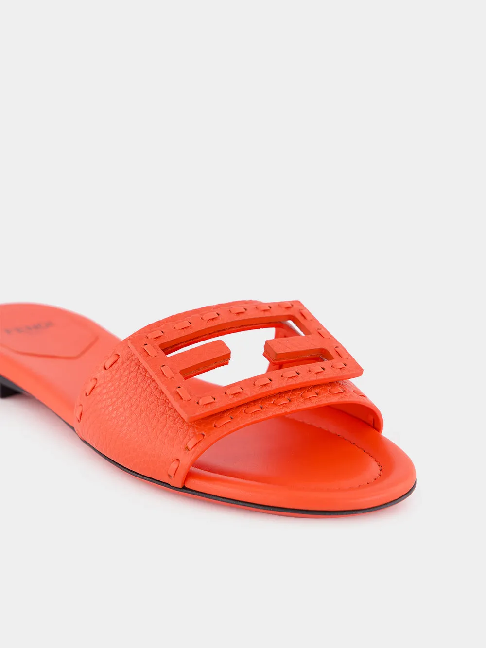 Baguette Red Leather Slides