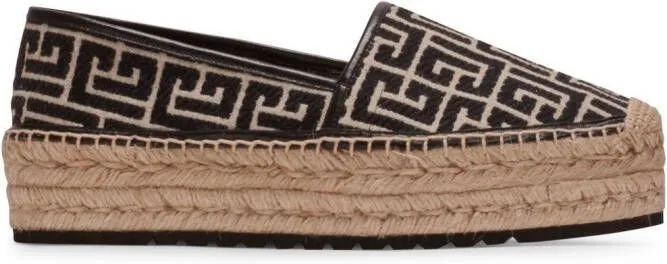 Balmain monogram platform espadrilles Black