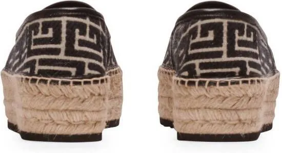 Balmain monogram platform espadrilles Black