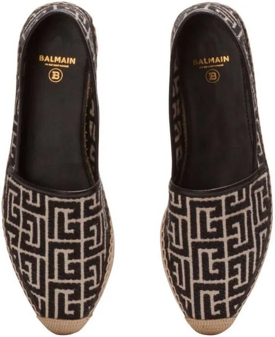 Balmain monogram platform espadrilles Black