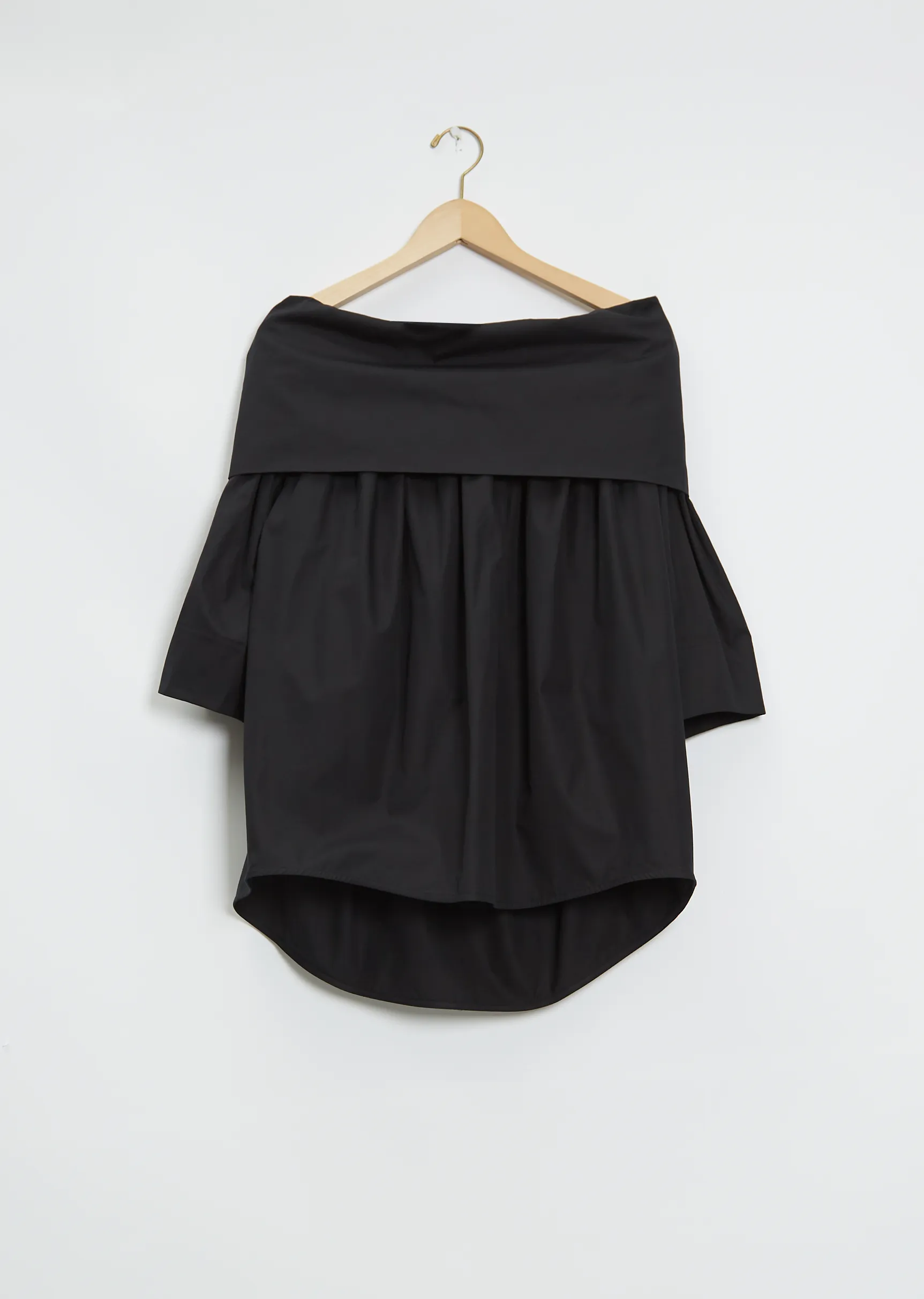 Bare Shoulder Poplin Blouse — Caviar