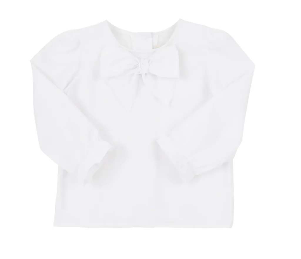 Beatrice Bow Blouse & Onesie - White Worth Avenue Collection