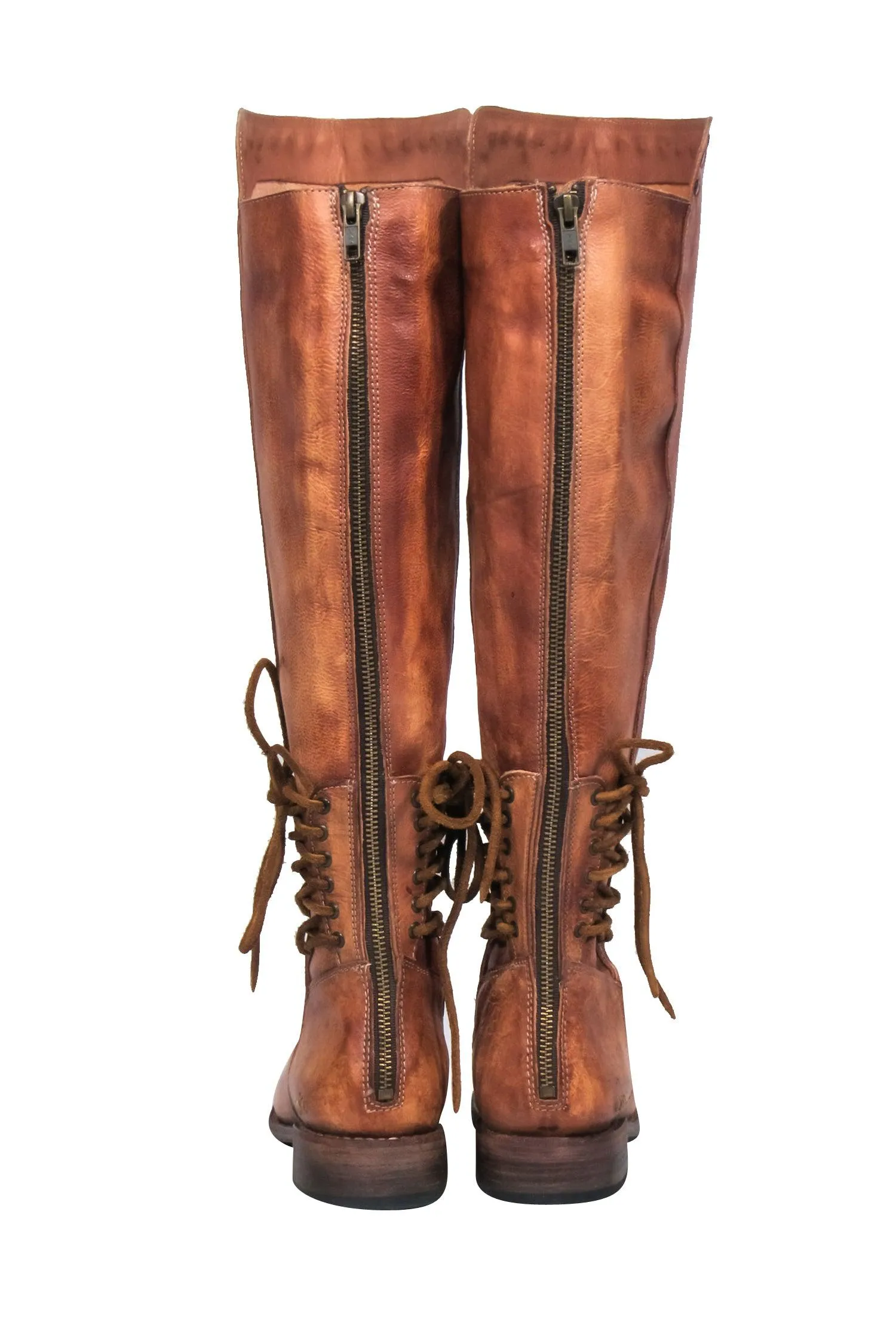 Bed Stu - Cognac Tall Leather Lace-Up Boots Sz 8.5