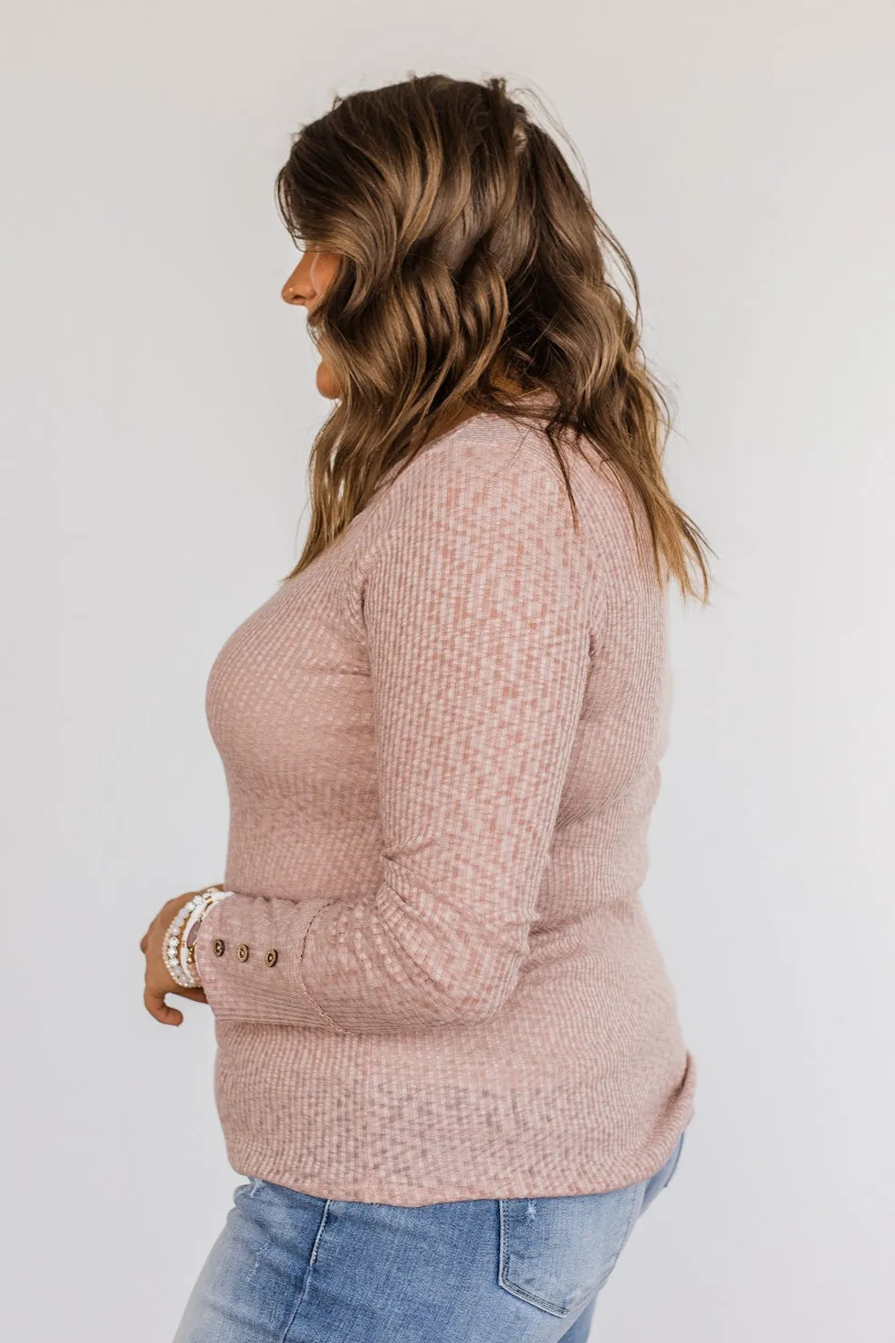 Pink Long Sleeve Knit Top