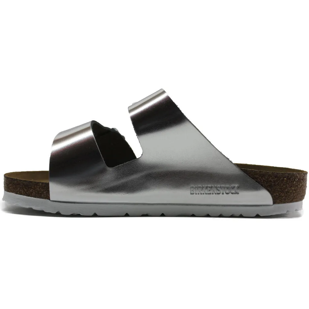 Birkenstock Womens Sandals Arizona Metallic Open-Back Slip-On Slides Leather - UK 7