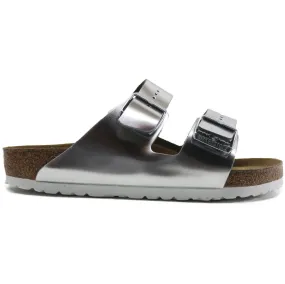 Birkenstock Womens Sandals Arizona Metallic Open-Back Slip-On Slides Leather - UK 7