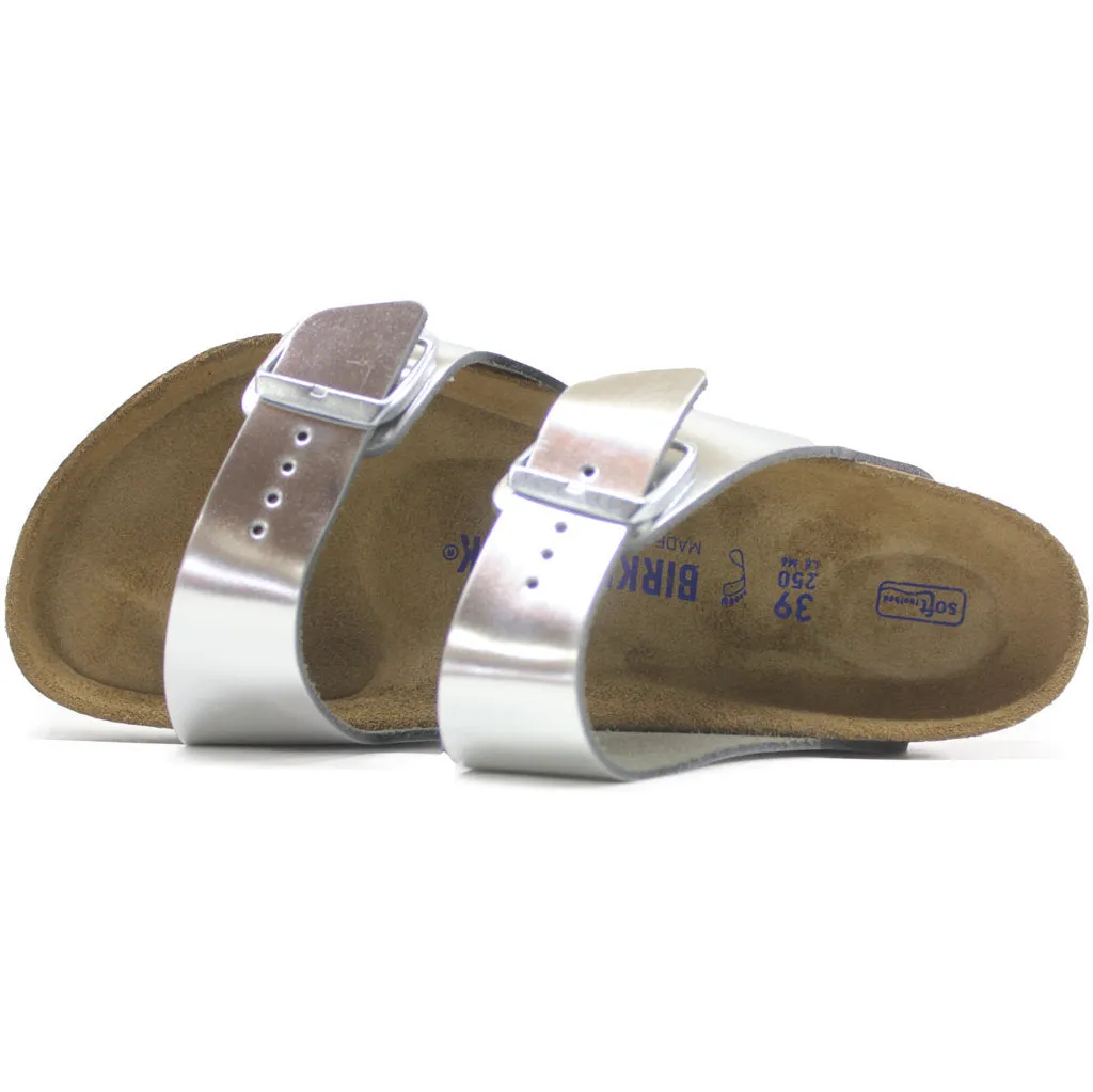 Birkenstock Womens Sandals Arizona Metallic Open-Back Slip-On Slides Leather - UK 7