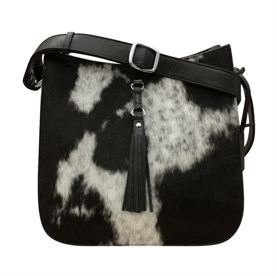 Black Haircalf Feed Tassel Bag