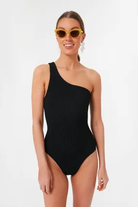 Black Nancy Swim One Shoulder One Piece