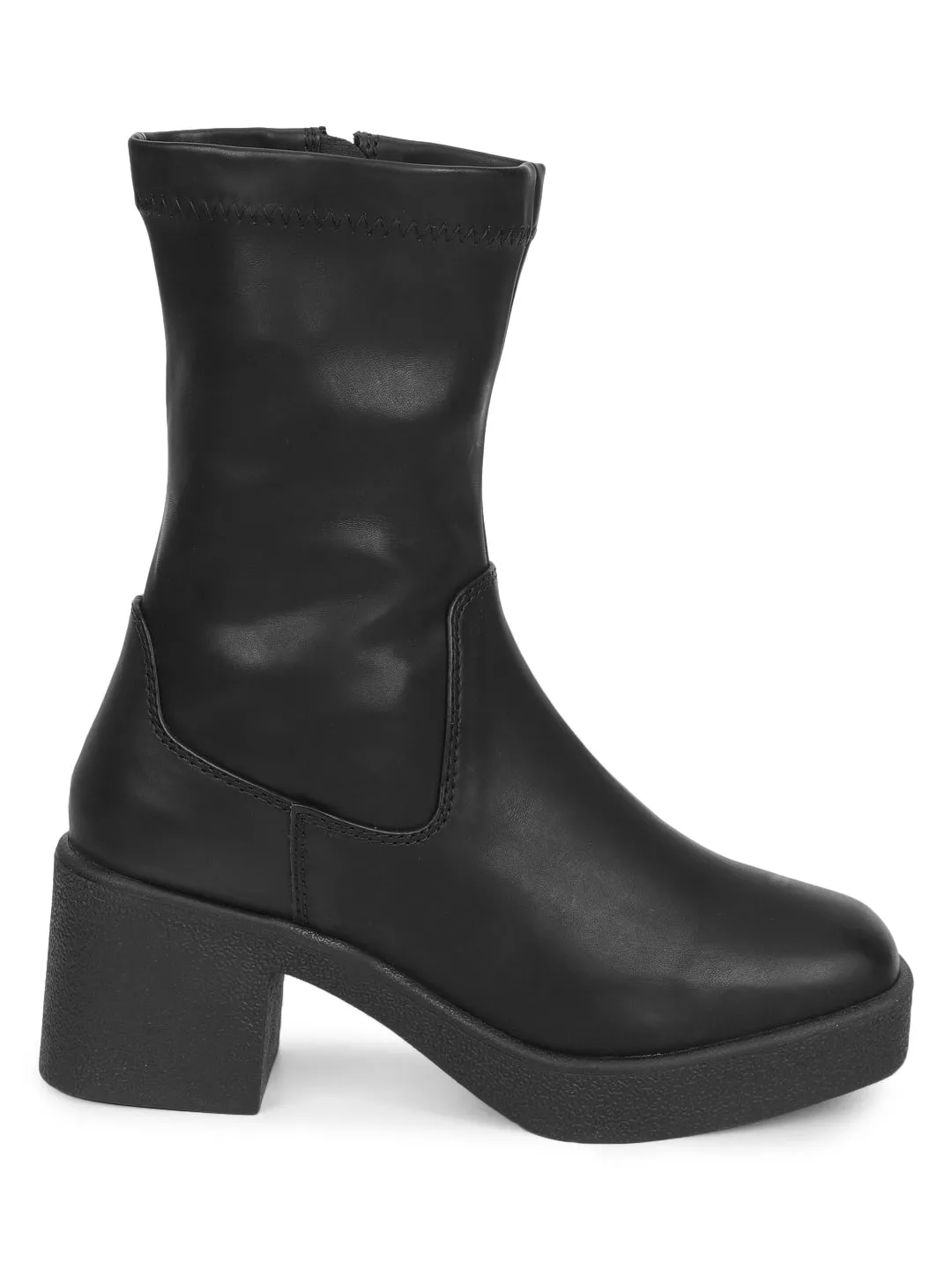 Black PU Block Ankle Boots (TC-ST-1263-BLK)