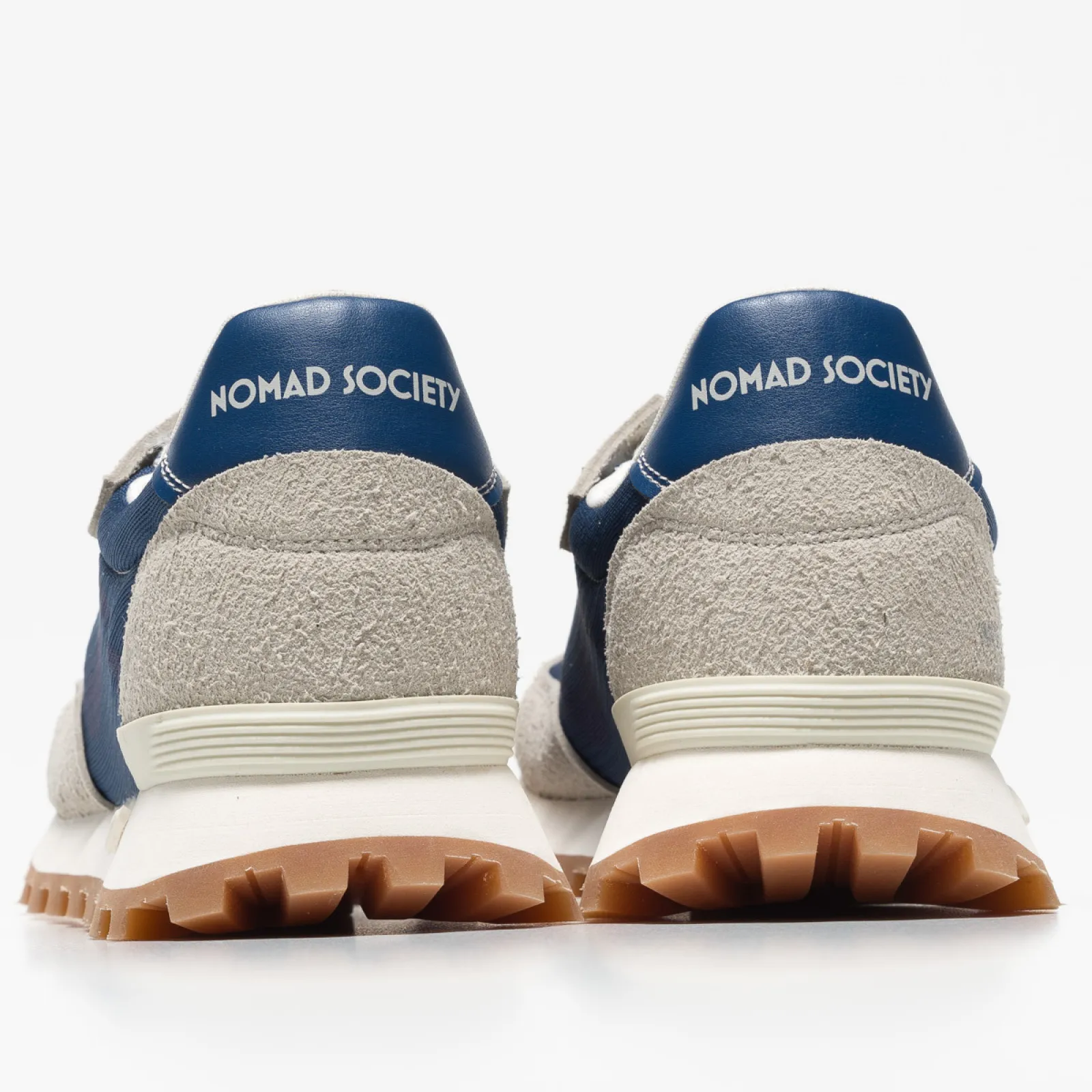 Blue and sand eco-leather sneakers.