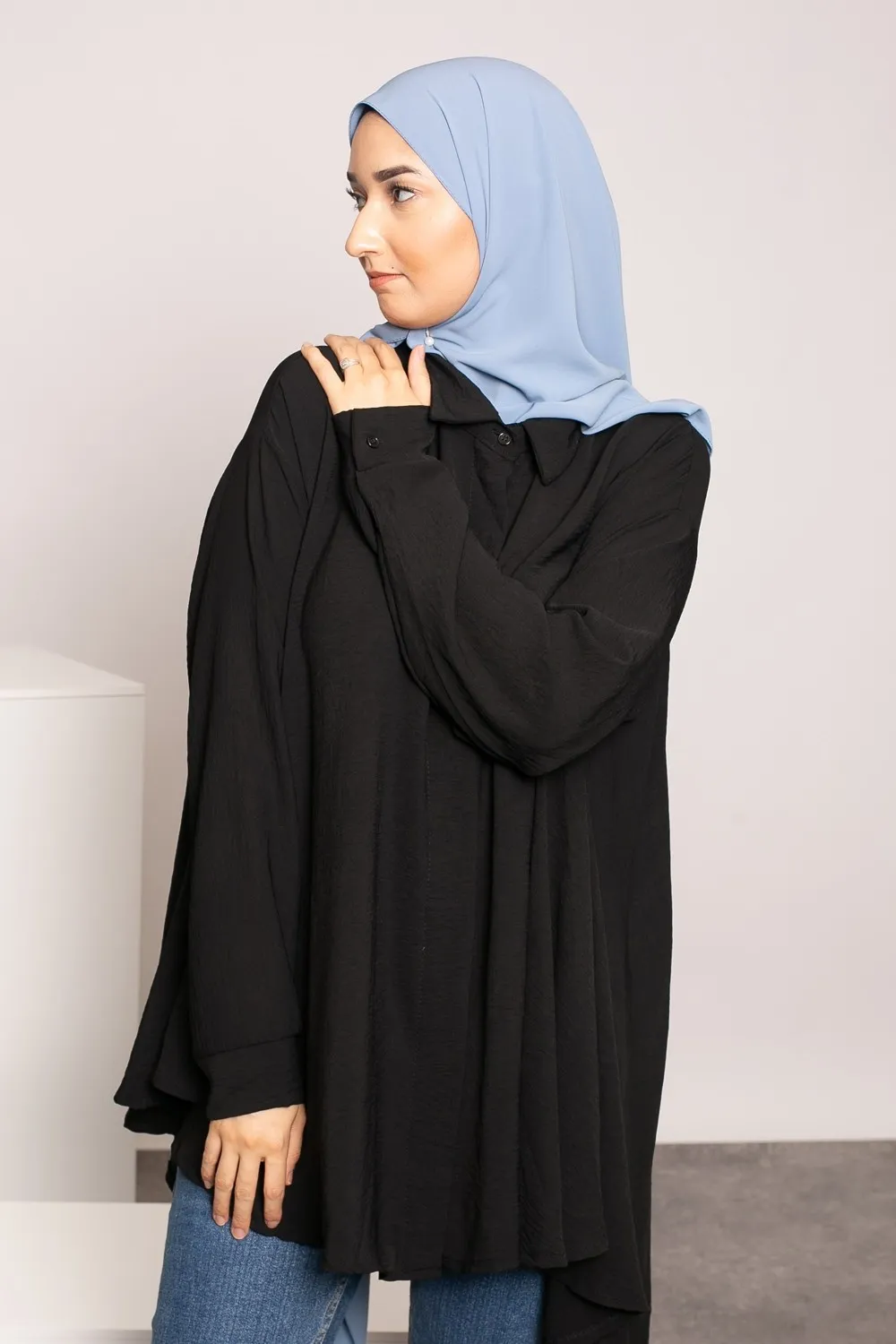 Blue jeans hijab silk medina