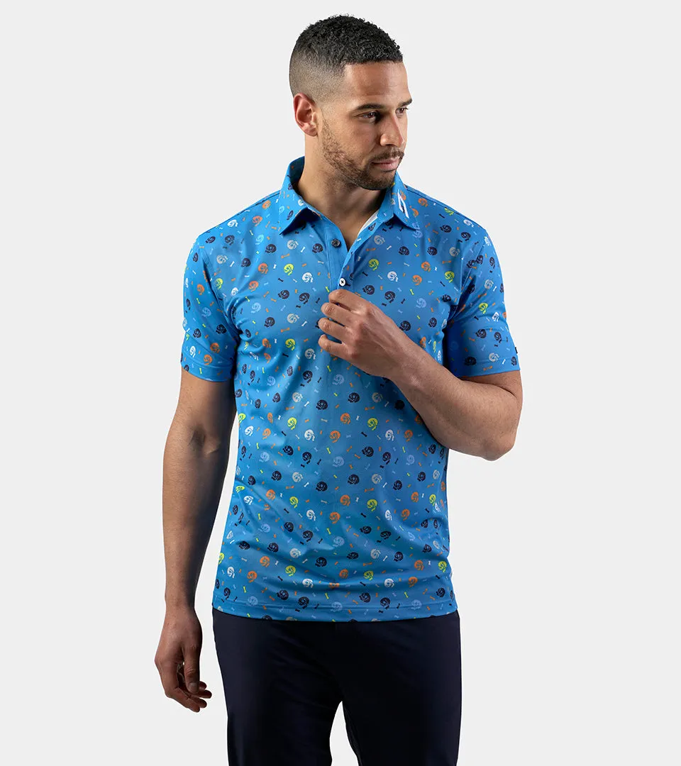 Blue Skullz Polo Shirt.