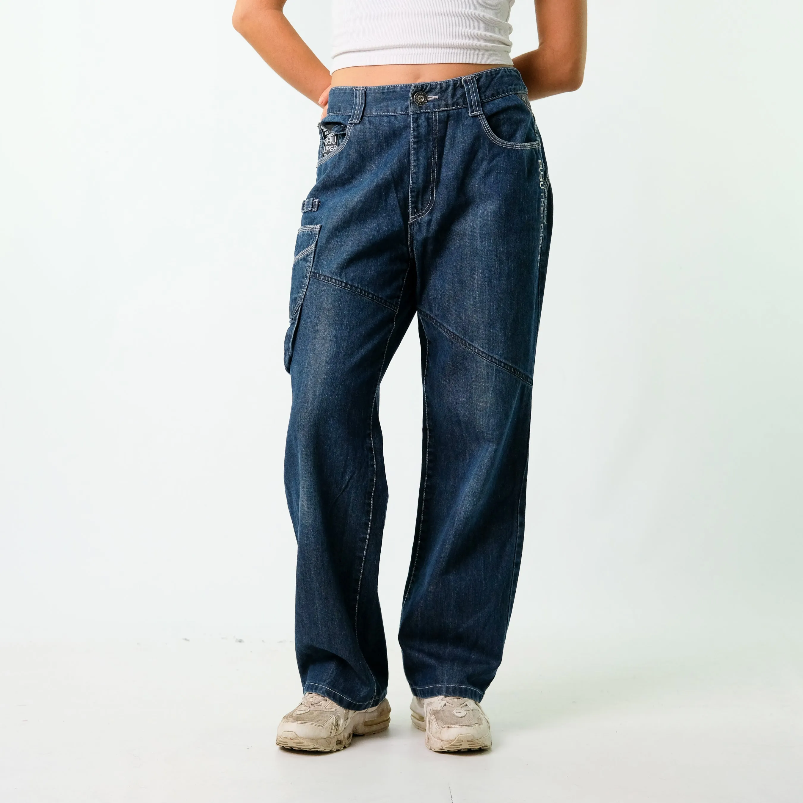 Blue y2ks Fubu Denim Jeans Baggy Pants (34x30)