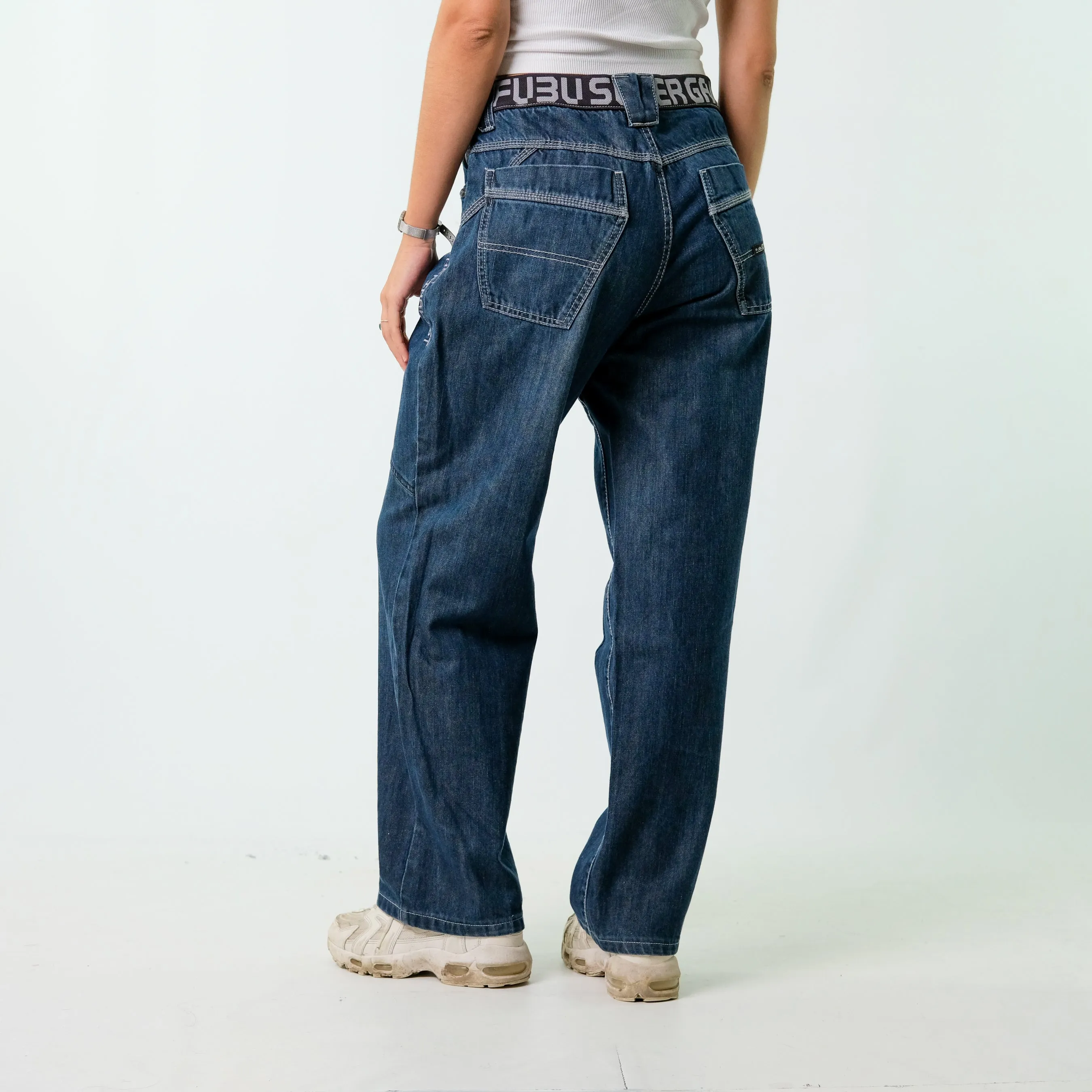 Blue y2ks Fubu Denim Jeans Baggy Pants (34x30)