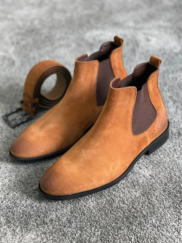 Bojoni Dayton Tan Suede Chelsea Boots