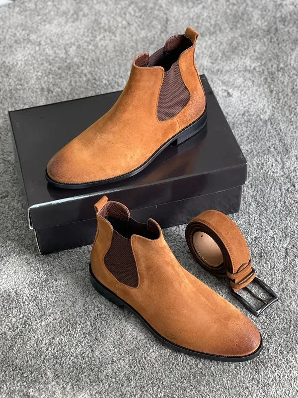 Bojoni Dayton Tan Suede Chelsea Boots