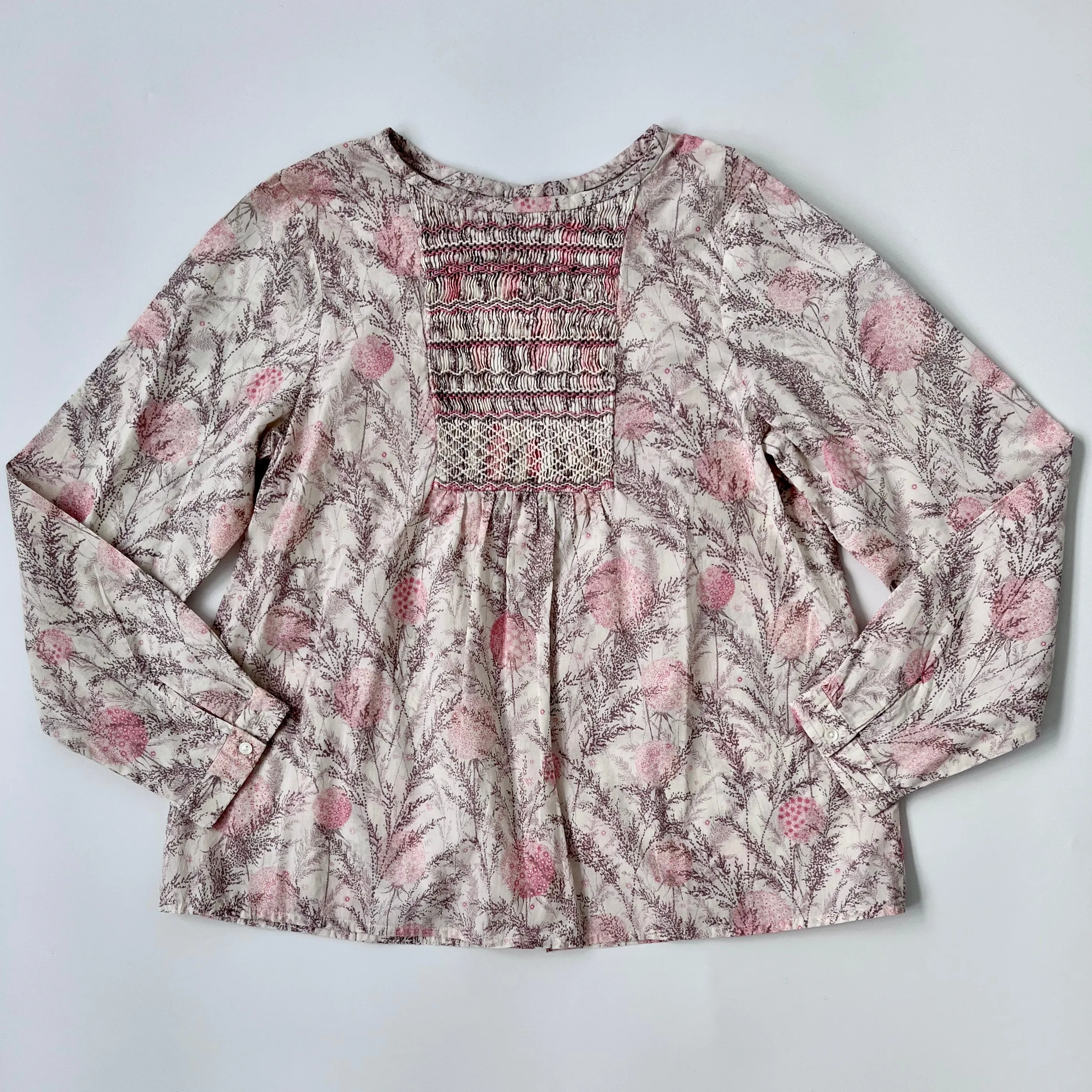 Bonpoint Dandelion Print Smocked Blouse for 12-Year-Old Girls