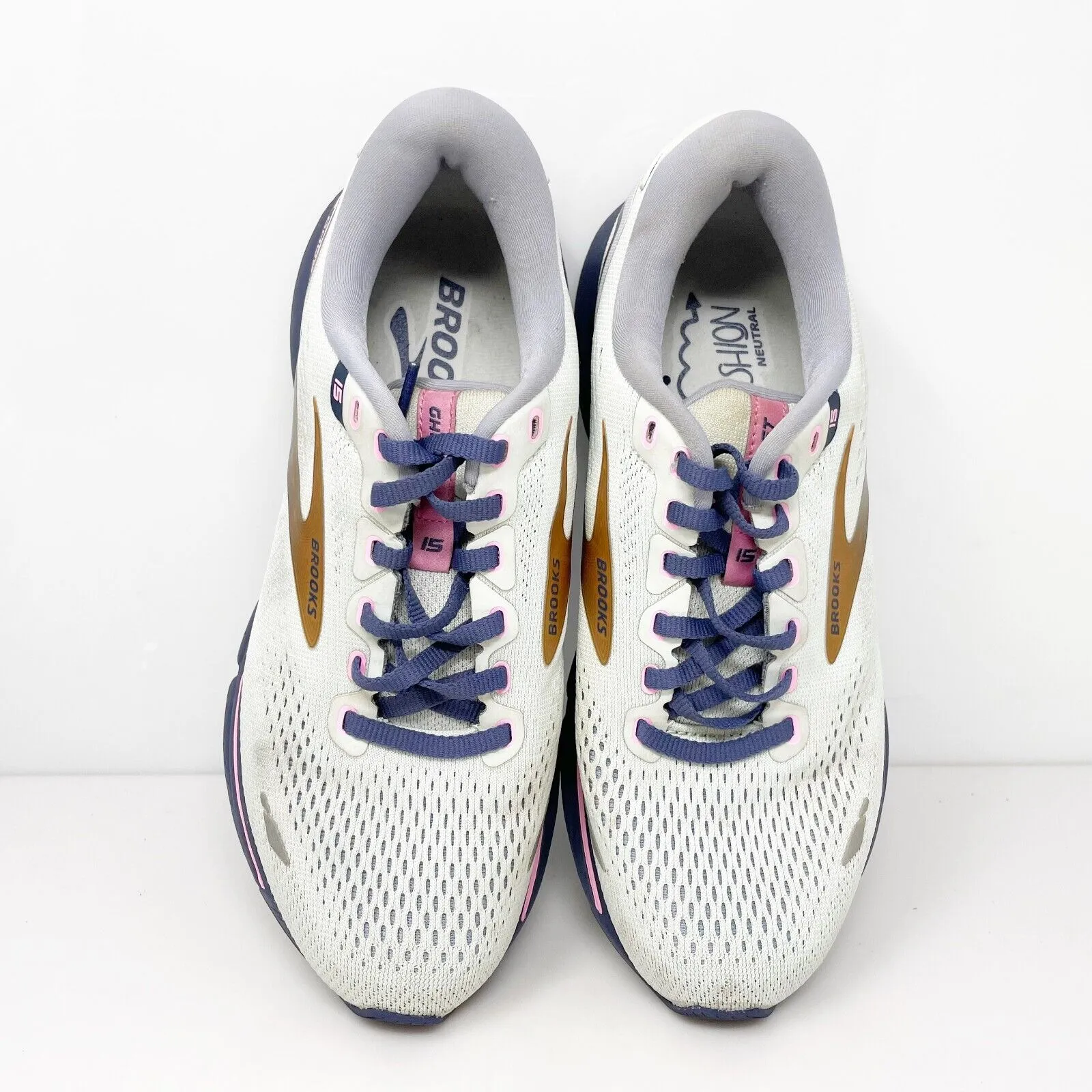 Brooks Womens Ghost 15 1203801B492 White Running Shoes Sneakers Size 7.5 B