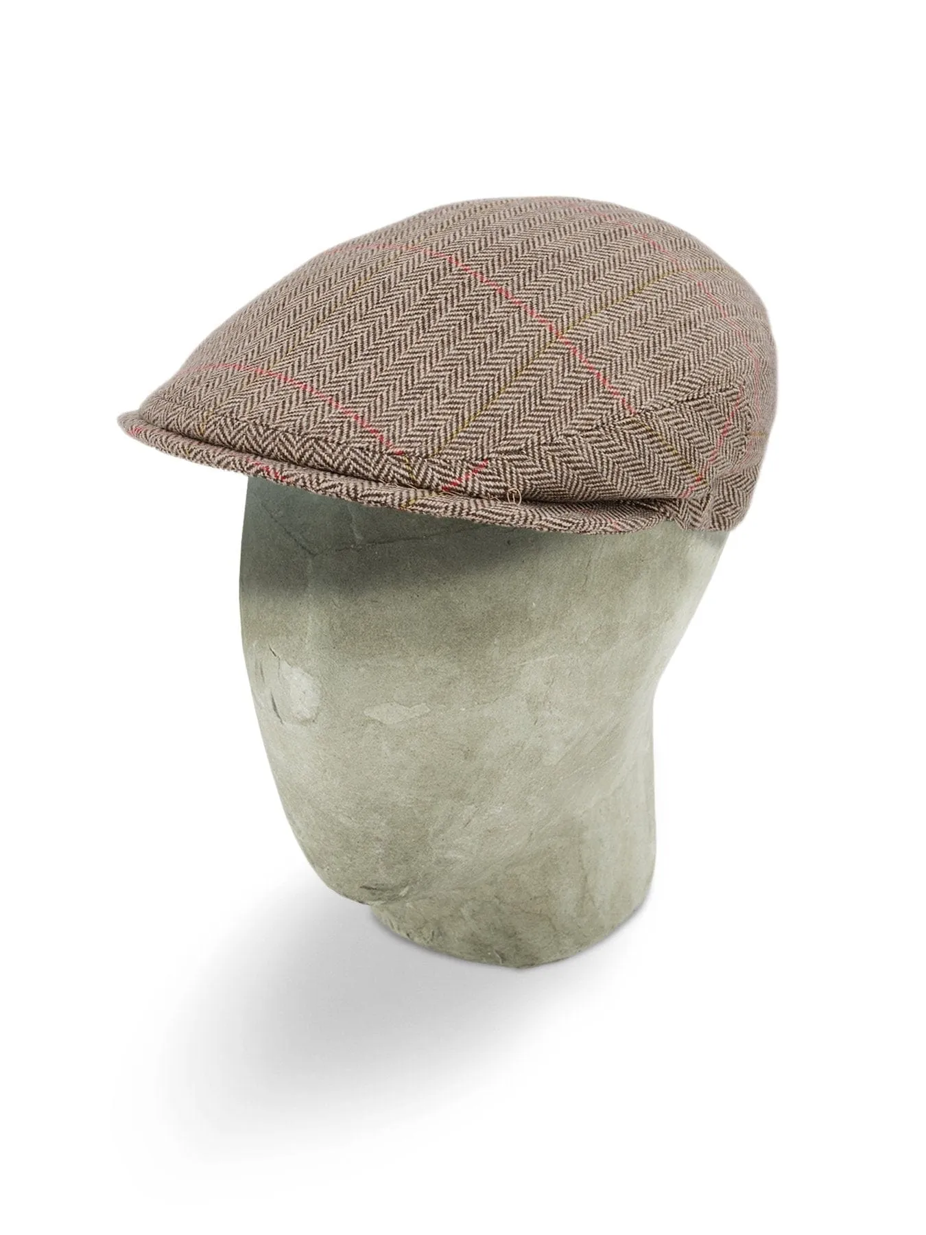 Brown Herringbone Cashmere Flat Cap