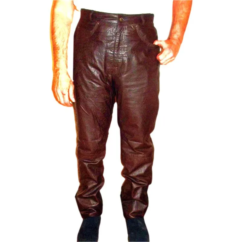 Brown Snakeskin Leather Jeans 5 Pocket | Clearance - last one 36 waist