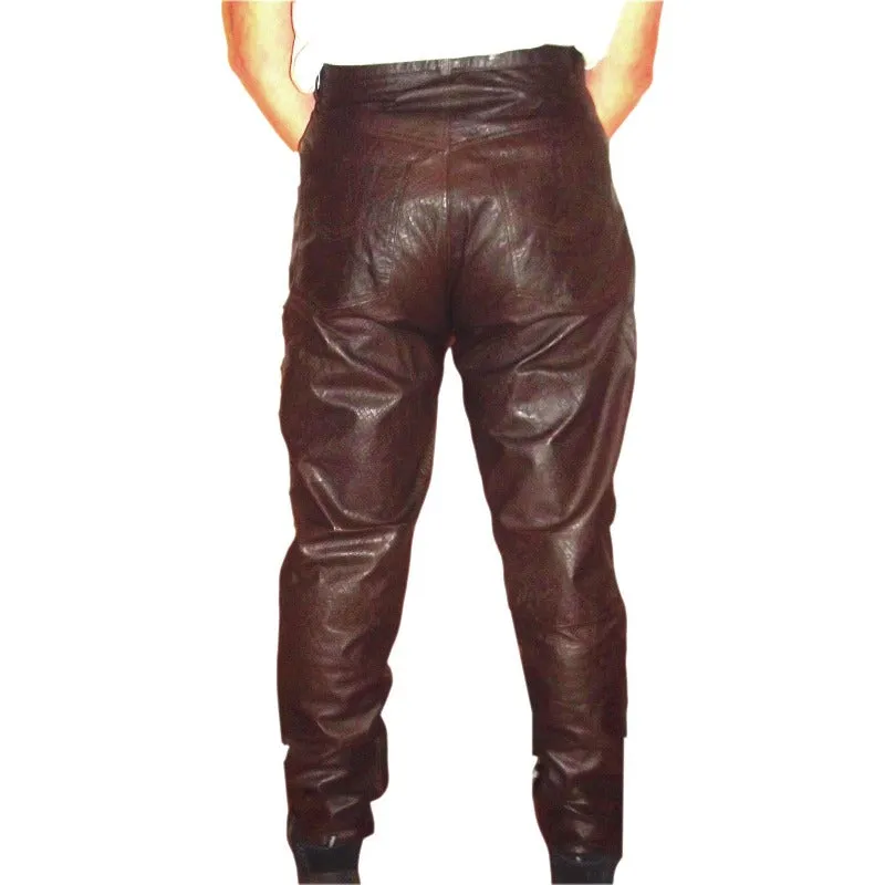 Brown Snakeskin Leather Jeans 5 Pocket | Clearance - last one 36 waist