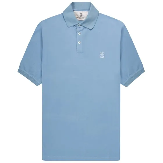 Brunello Cucinelli Men's Small Logo Polo Blue