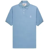 Brunello Cucinelli Men's Small Logo Polo Blue