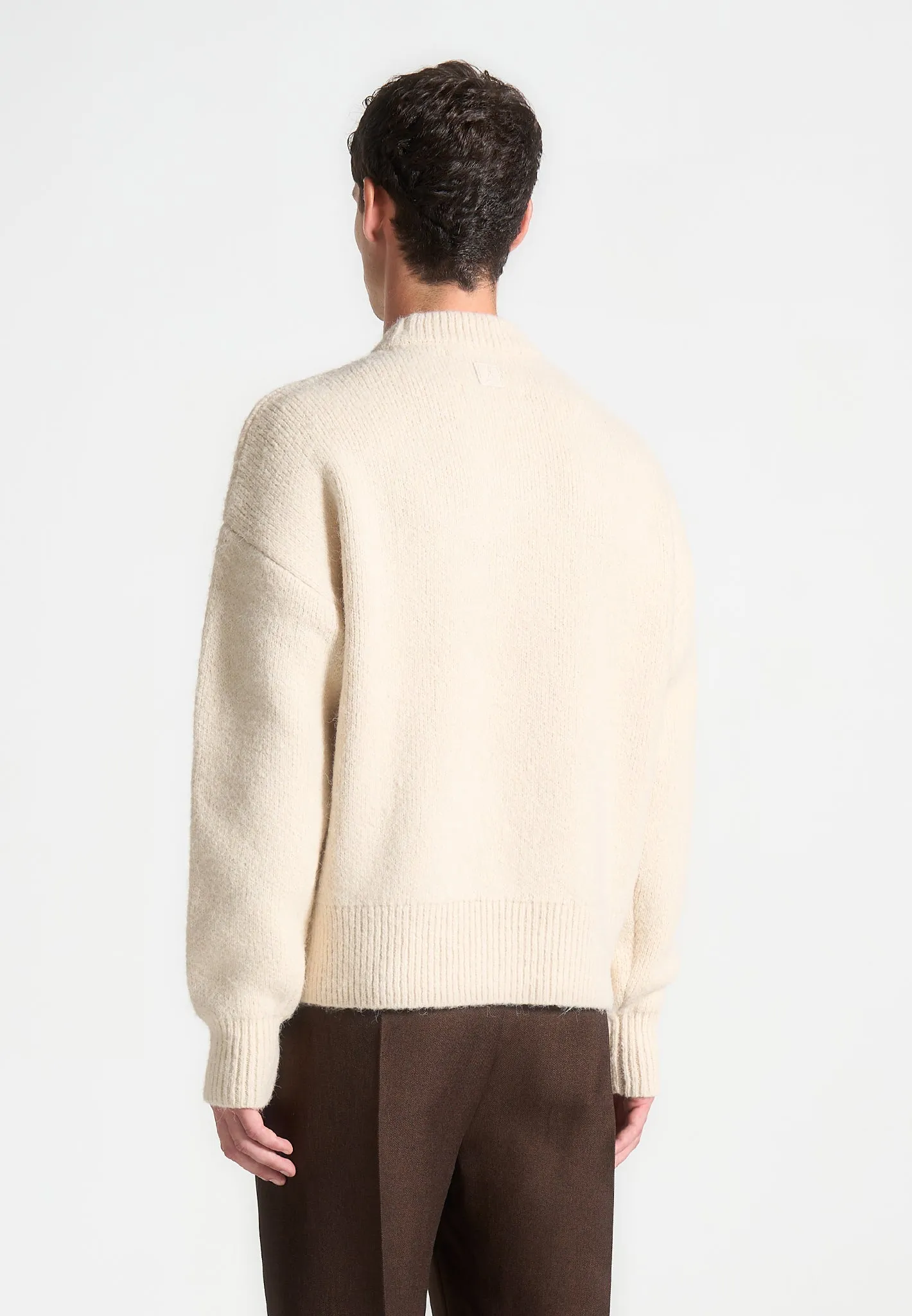 Brushed Wool Knit Jumper - Cream